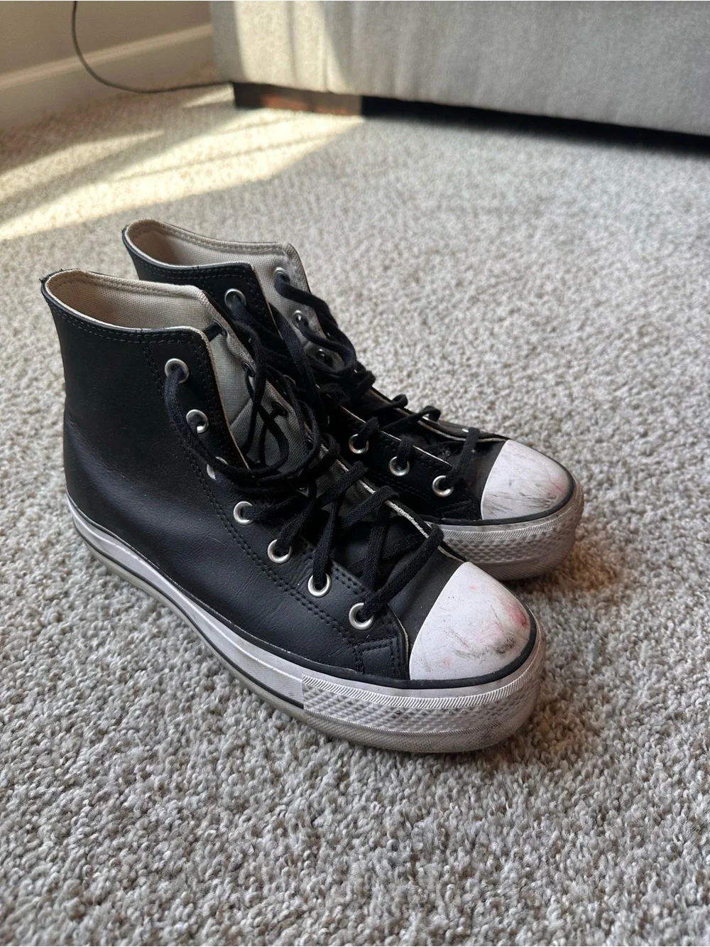 Converse Black High-Top Sneakers with White Toe Caps Leather